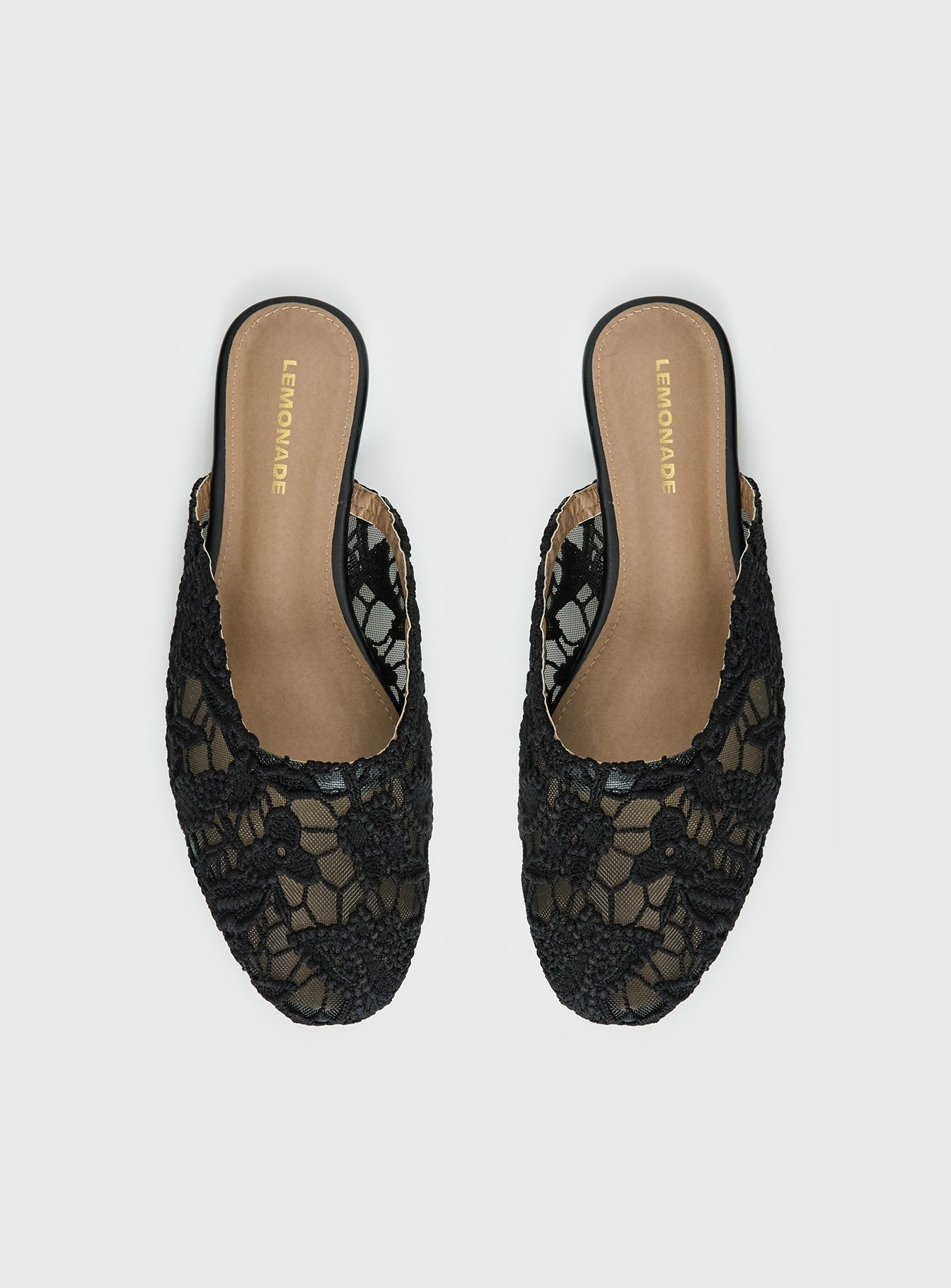 Gretta Lace Slip On Flats Black