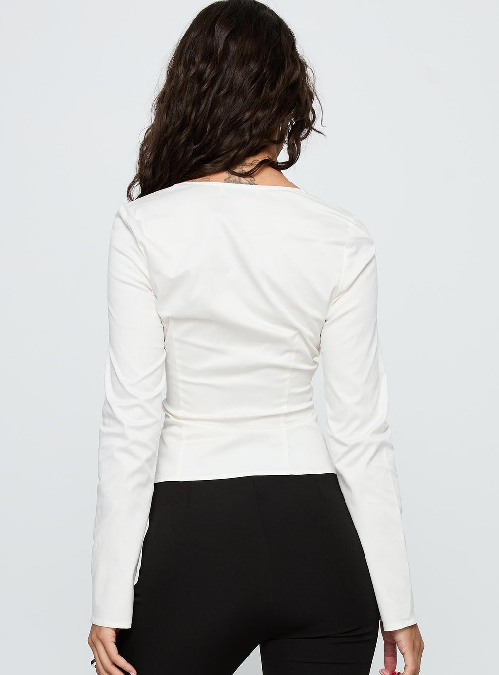 Indulgence Long Sleeve Corset Top White