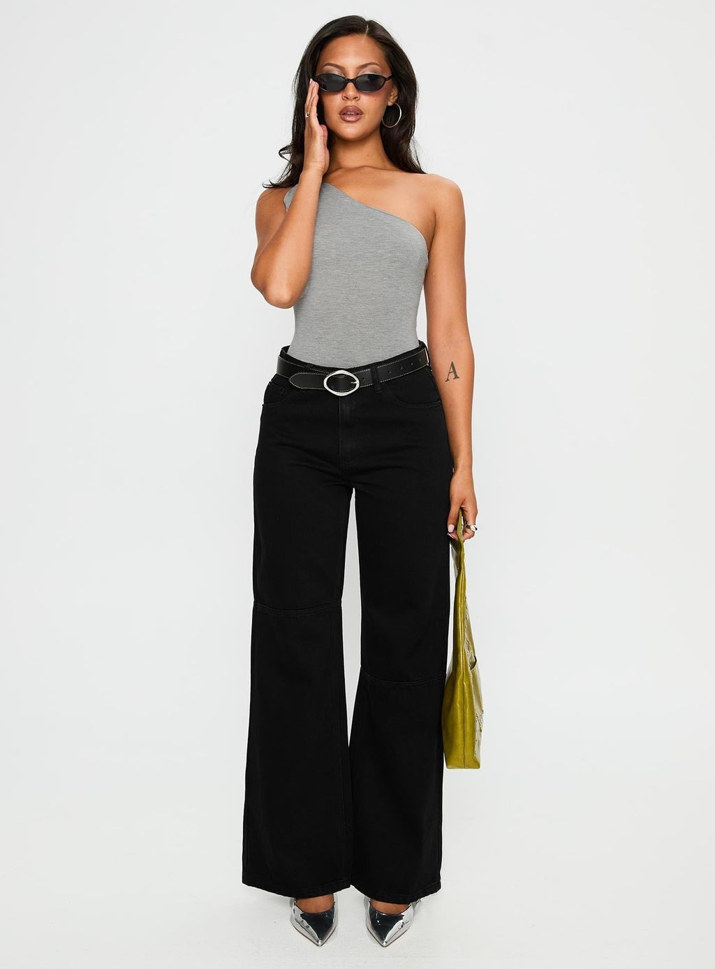 Defender Mid Rise Wide Leg Jeans Black