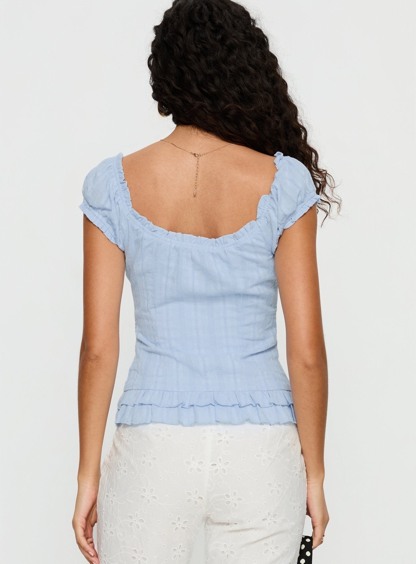 Suiter Frill Detail Top Soft Blue