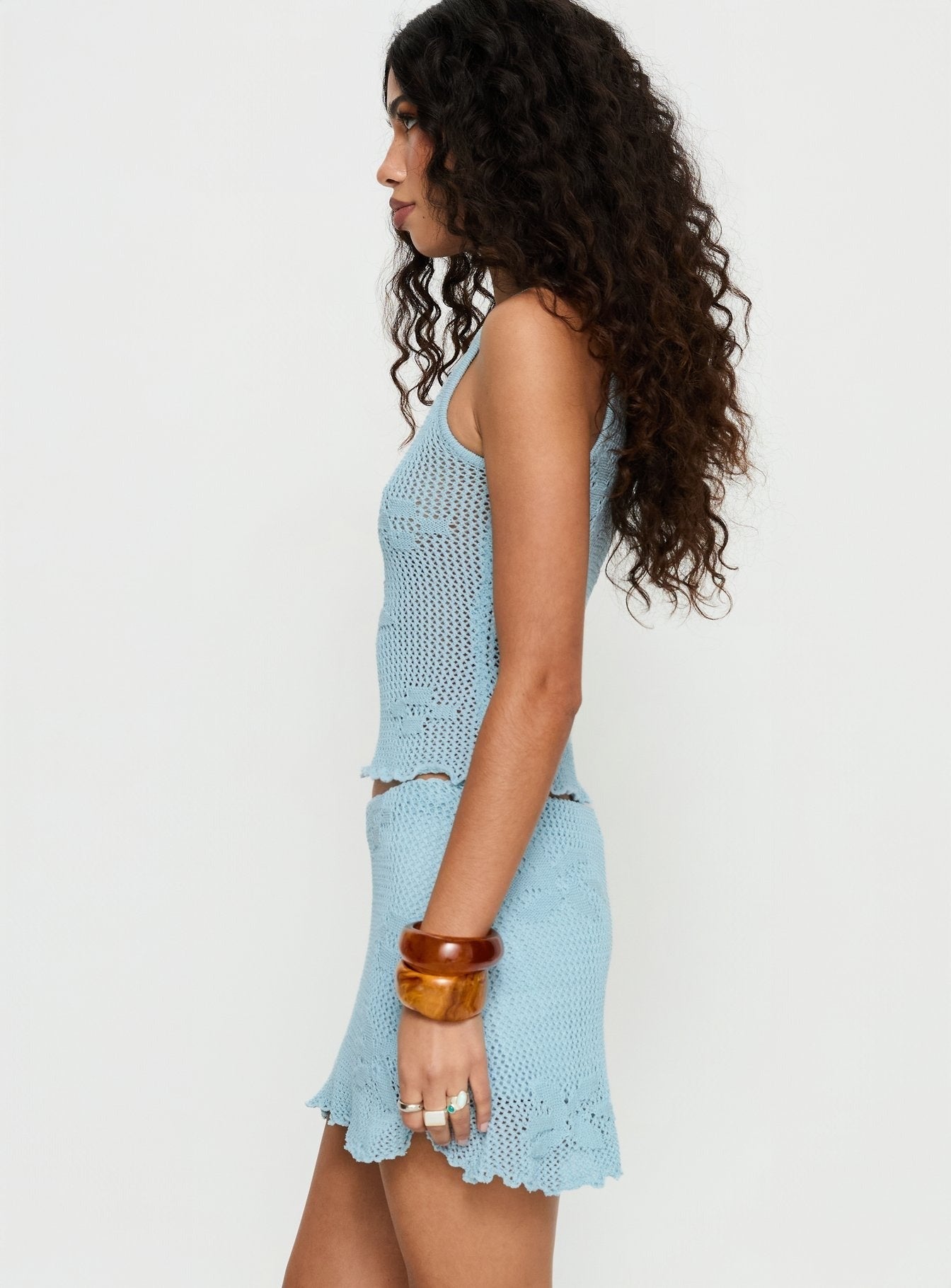 Gabriala Crochet Mini Skirt Blue