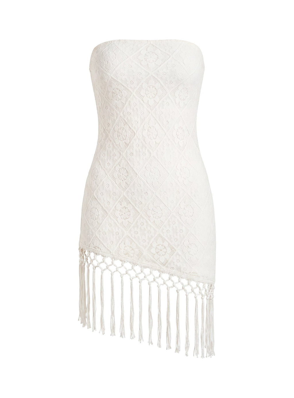 Porcelana Strapless Tassel Mini Dress Cream