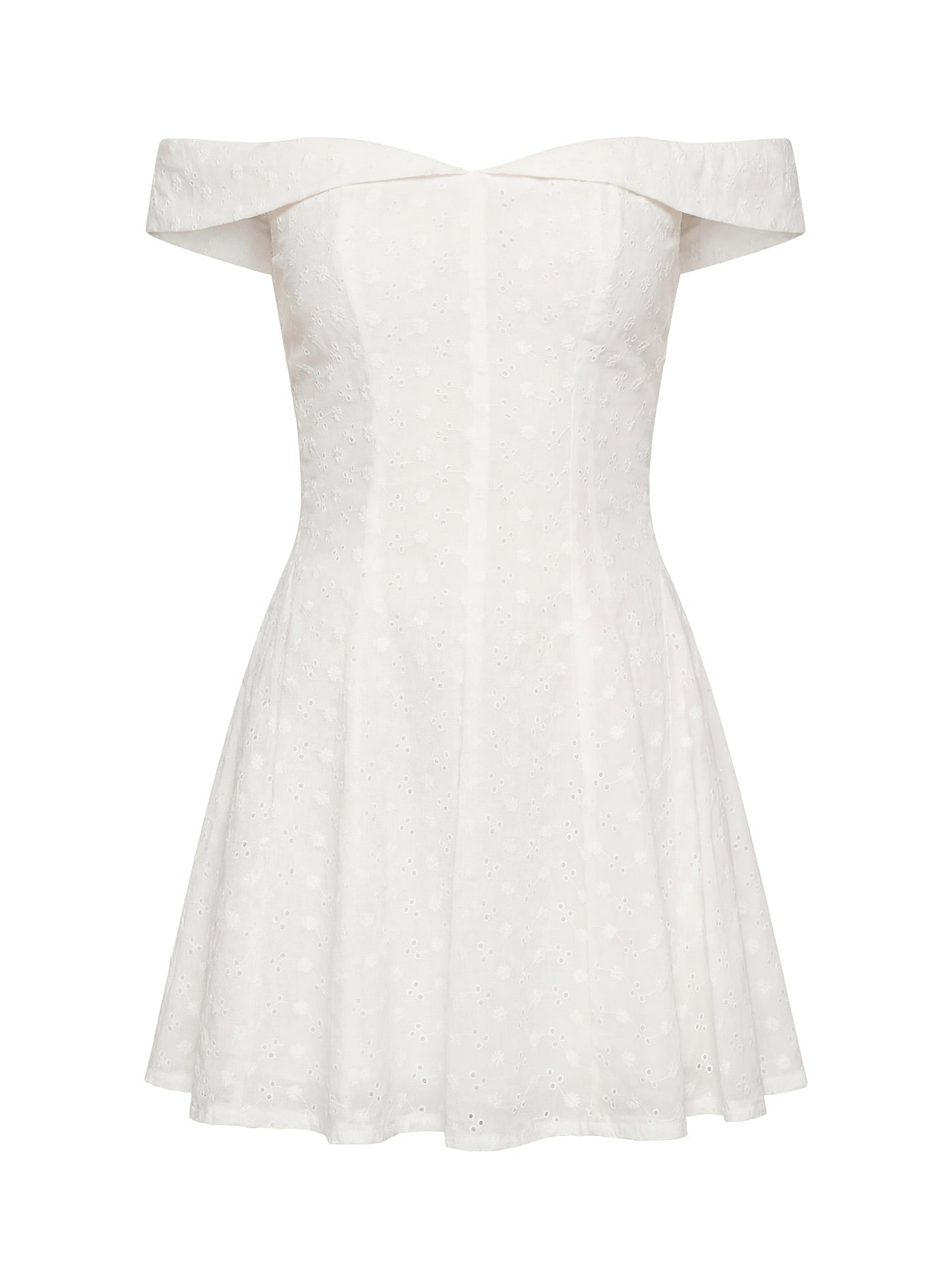 Rosebud Broderie Off The Shoulder Mini Dress White