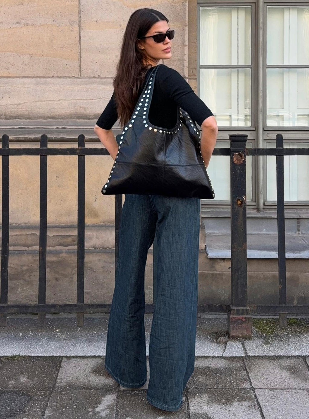 Unwritten Mid Rise Wide Leg Jeans Dark Blue Wash