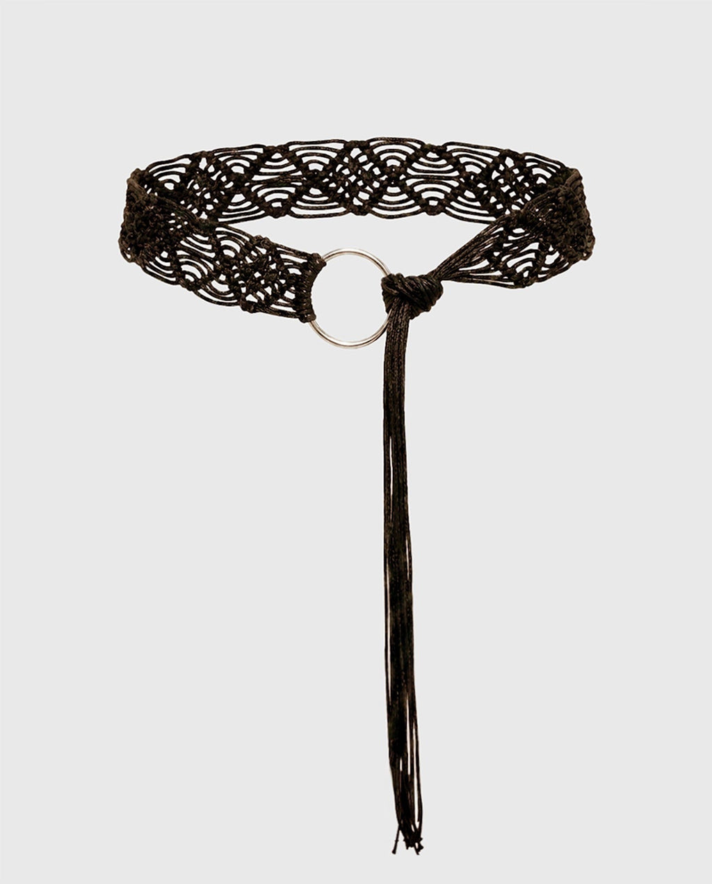 Dayten Ring Detail Crochet Belt Brown