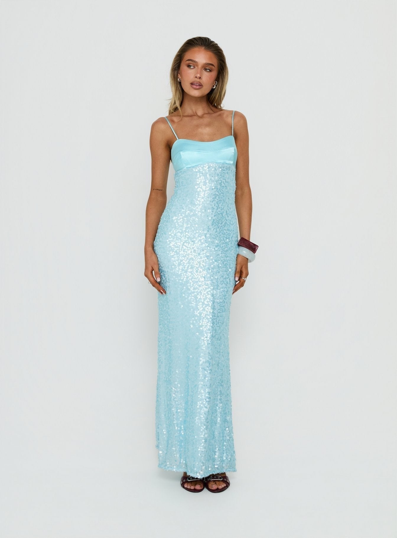 Every Lifetime Sequin Maxi Dress Baby Blue