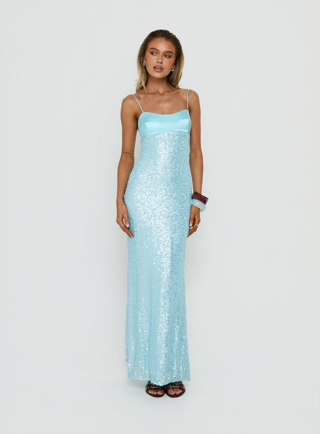 Every Lifetime Sequin Maxi Dress Baby Blue