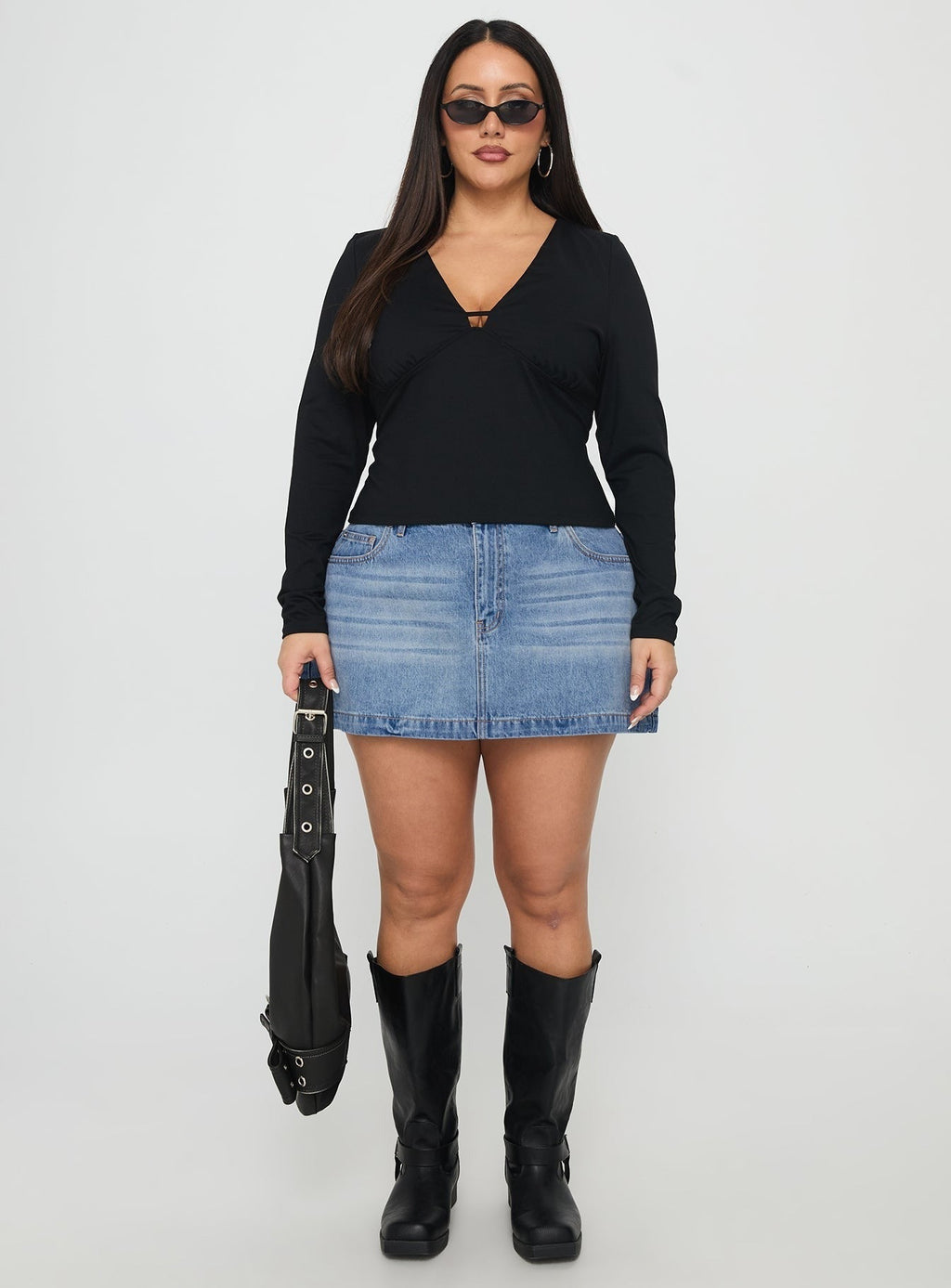 Sold On You Long Sleeve Top Black Curve