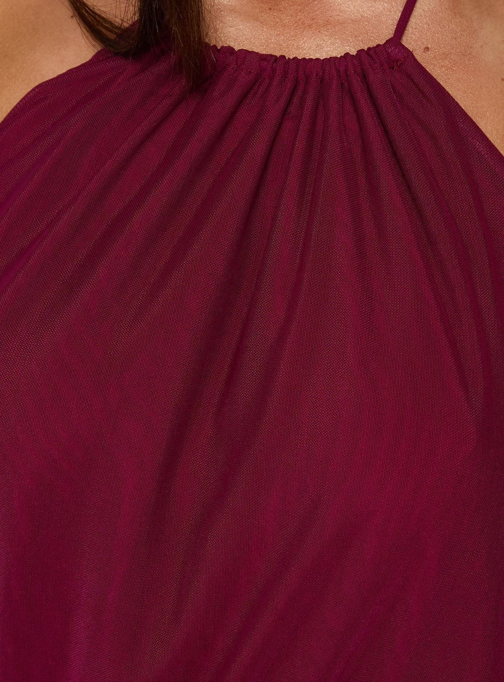 Casperina Ruched Halter Maxi Dress Berry