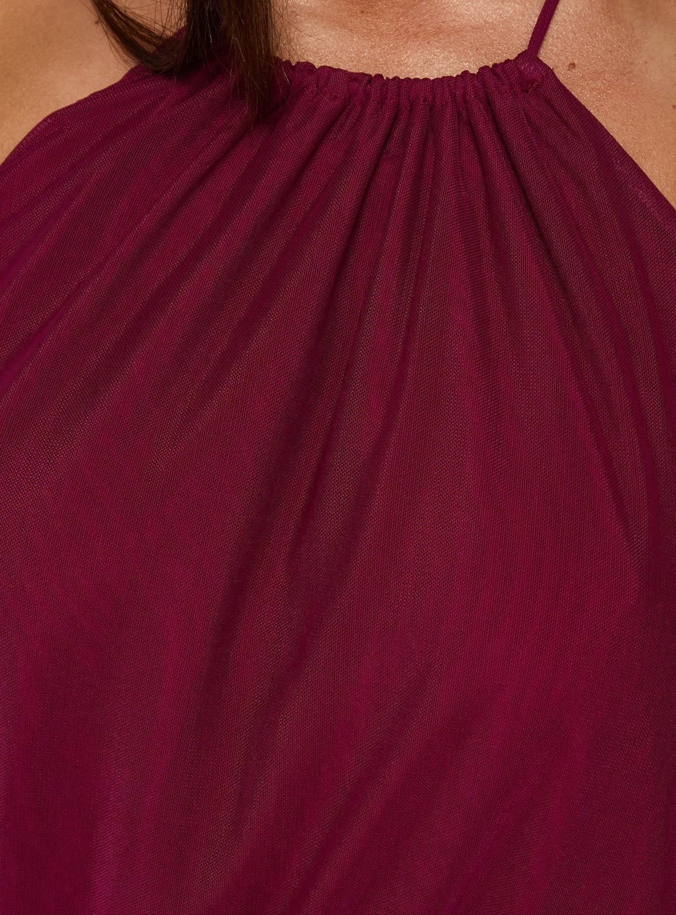 Casperina Ruched Halter Maxi Dress Berry