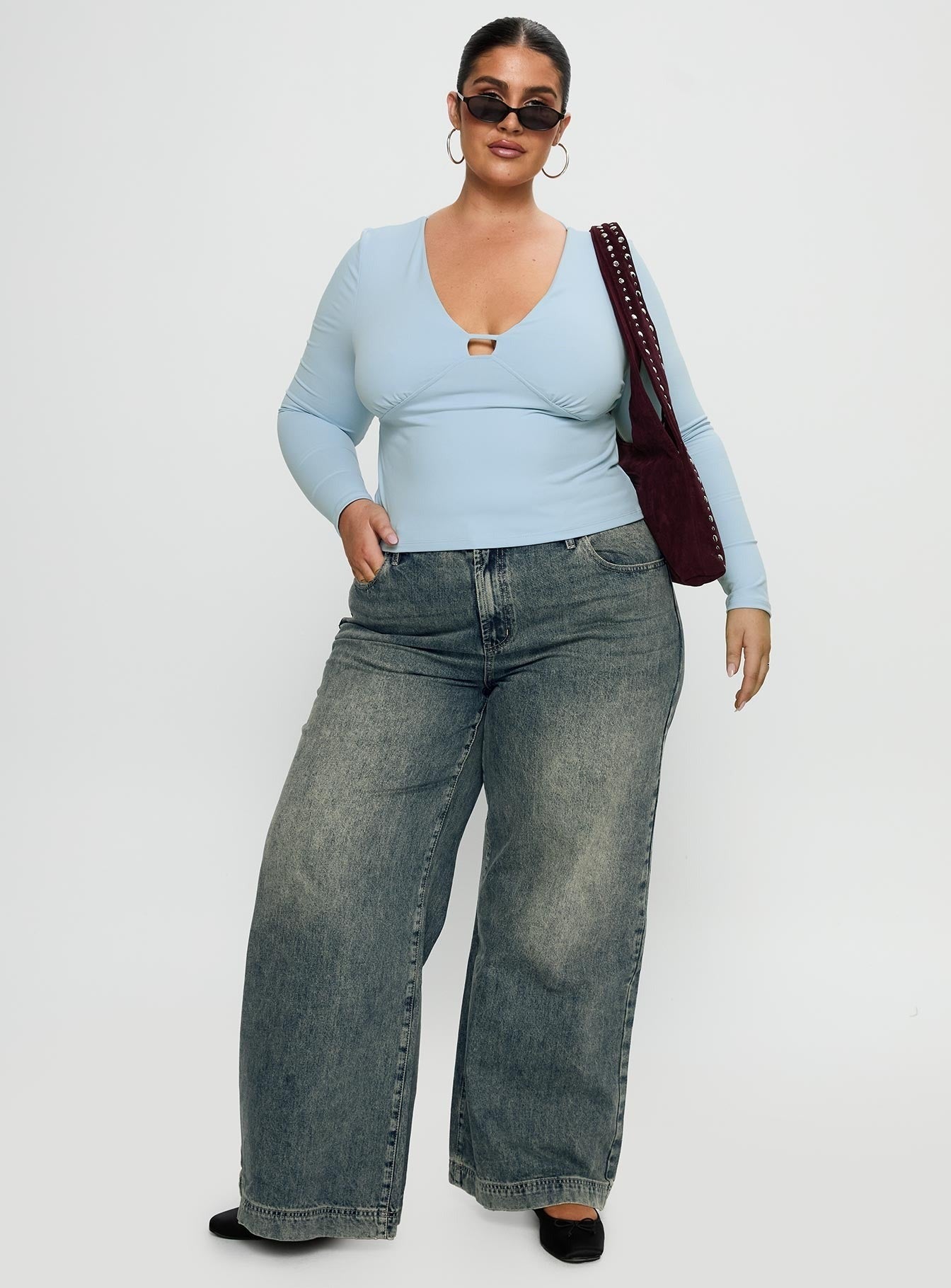 Sold On You Long Sleeve Top Blue Curve