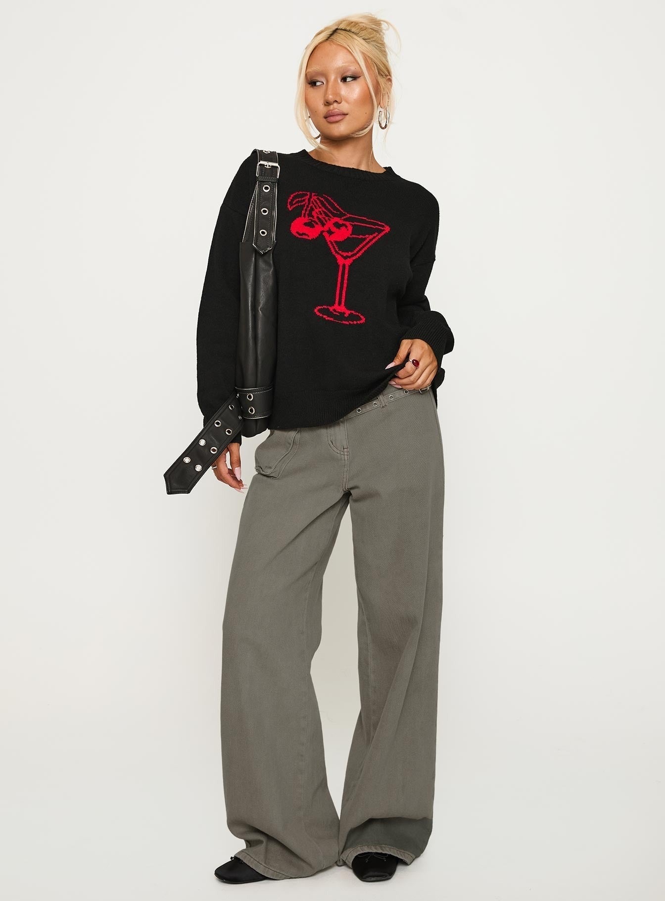 Like A Charm Knit Sweater Black / Red