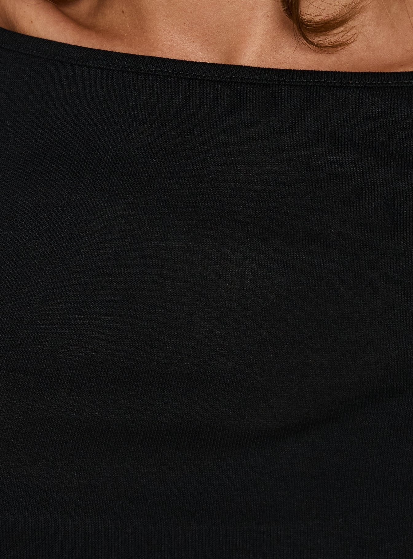 Long Weekends Semi-Sheer Long Sleeve Top Black