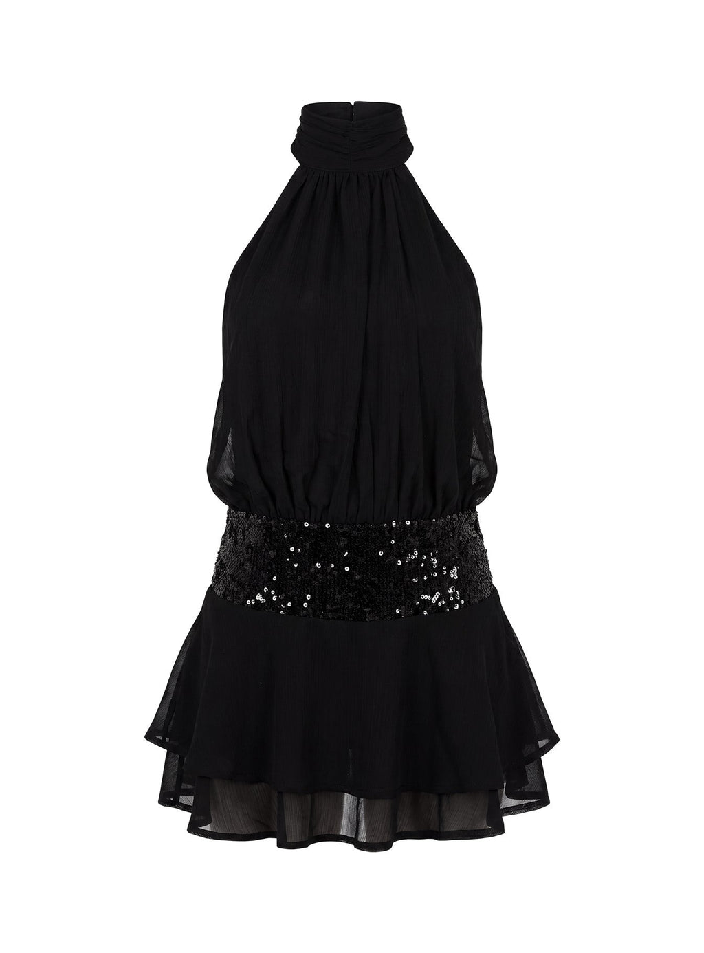 Zenayda Drop Waist Sequin Mini Dress Black