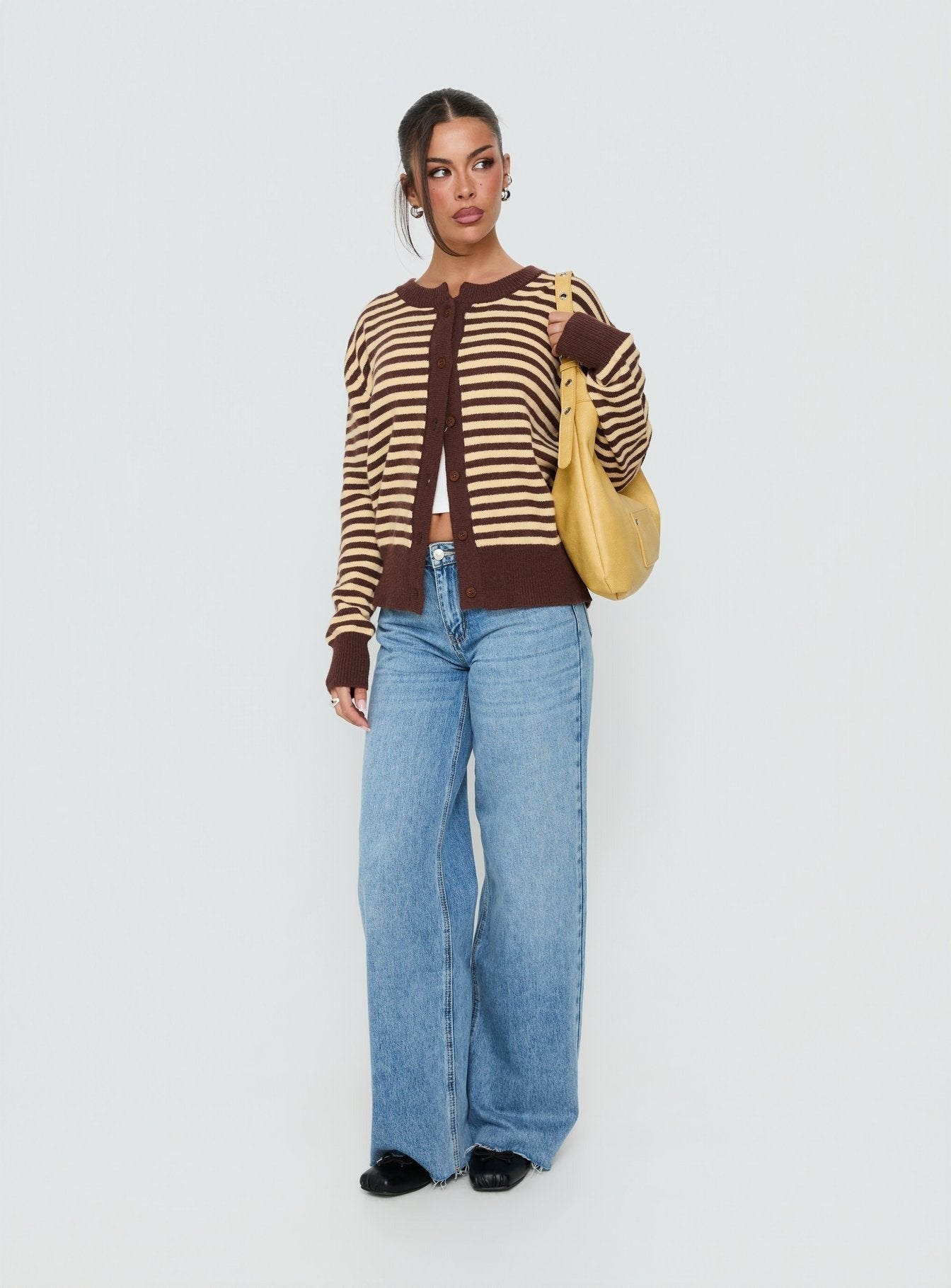 Melancholia Cardigan Brown / Lemon Stripe
