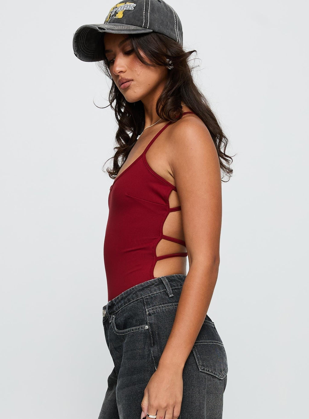 All Tied Up Bodysuit Burgundy
