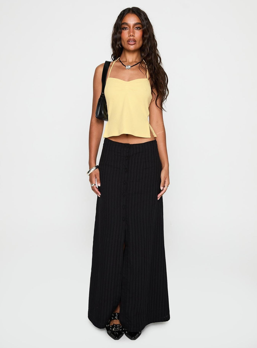 Rehna Halter Top Yellow Slub