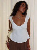 With Pleasure Puff Sleeve Linen Blouse Top White