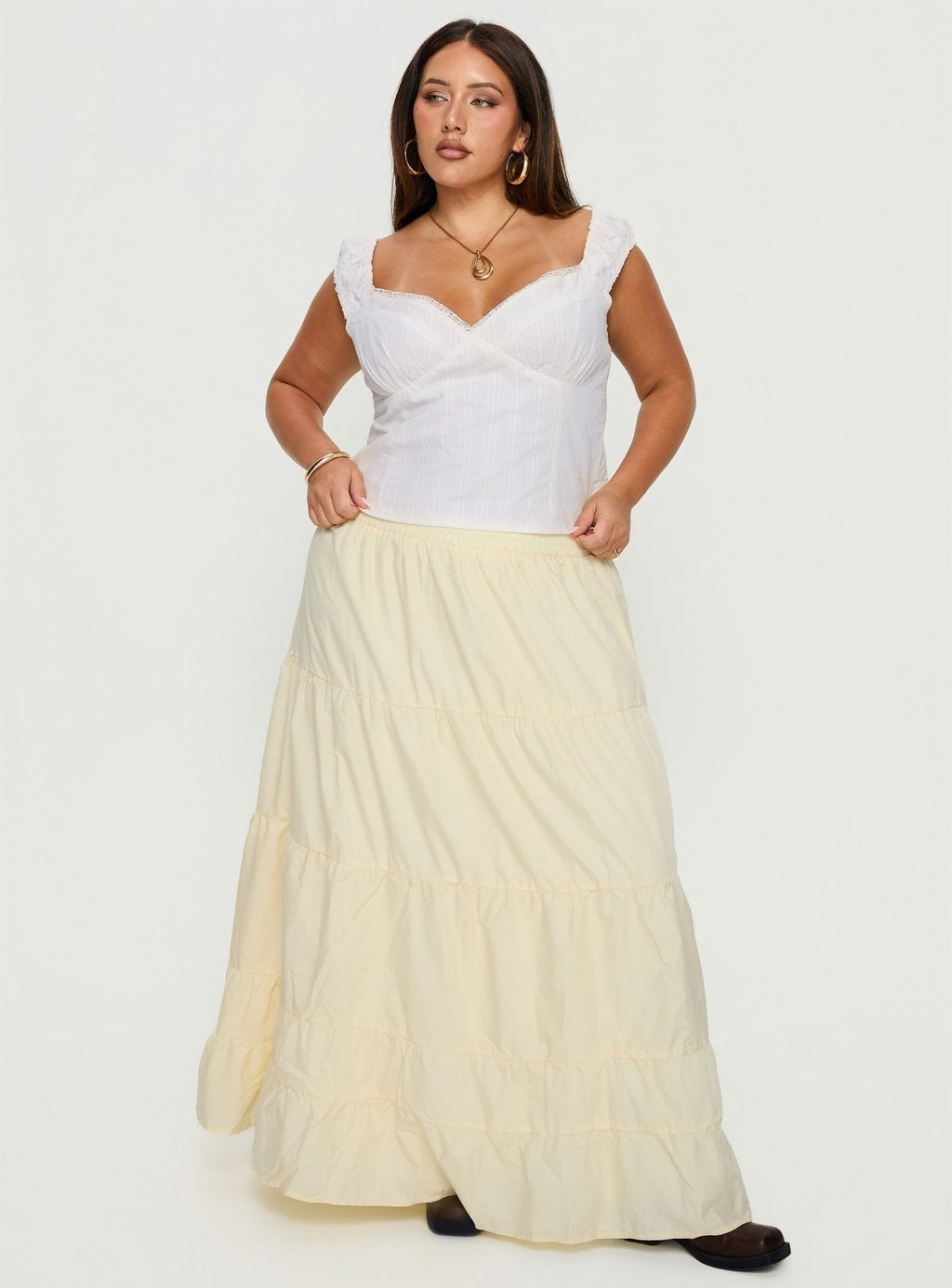 Garden Party Maxi Skirt Lemon Curve