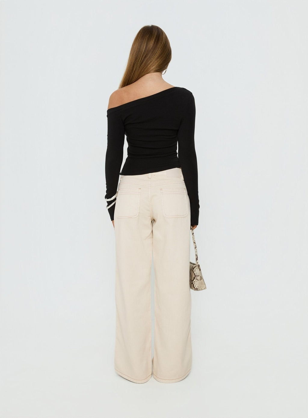 Lifetimes Mid Rise Wide Leg Cargo Jeans Cream