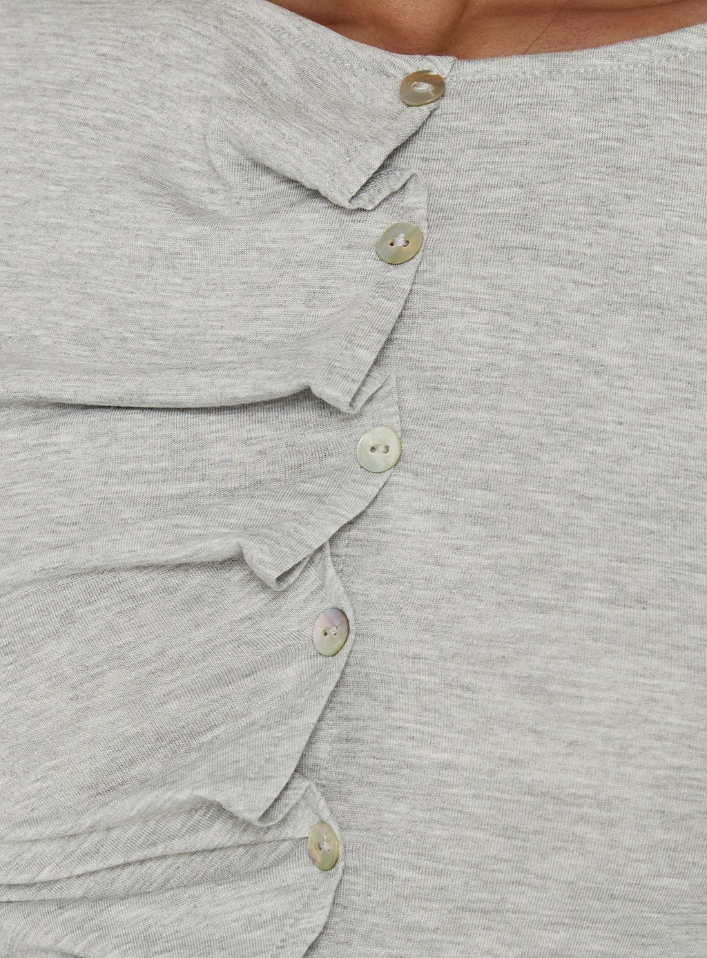 Idanna Ruched Button Down Long Sleeve Top Grey Marle