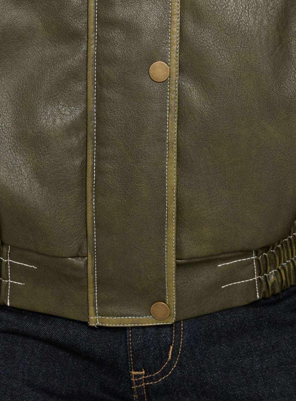 Jaxton Faux Leather Bomber Jacket Olive