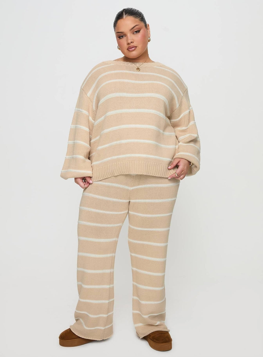 Read Your Mind Knit Pant Cream Stripe
