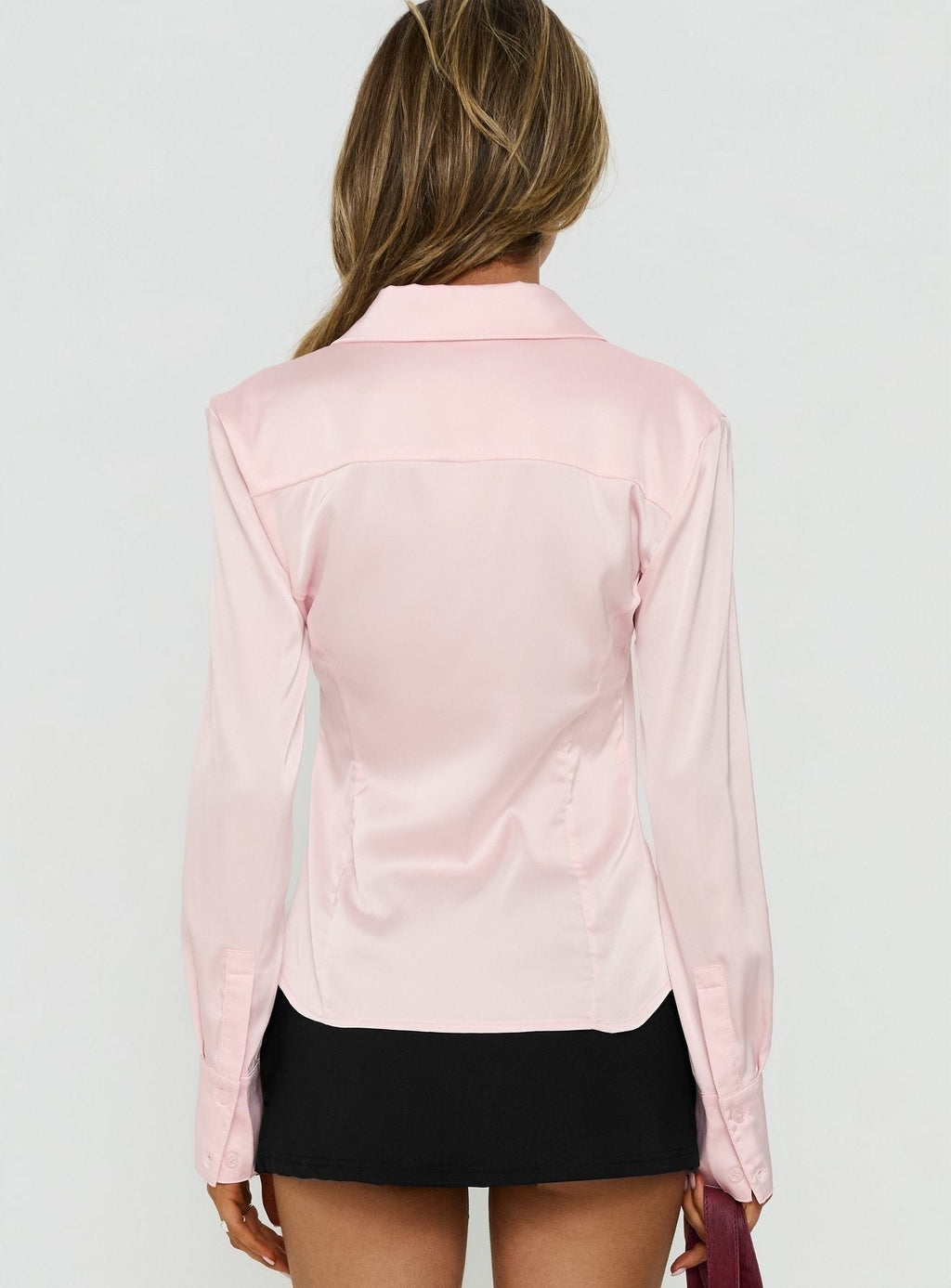Angelic Satin Long Sleeve Shirt Bubblegum