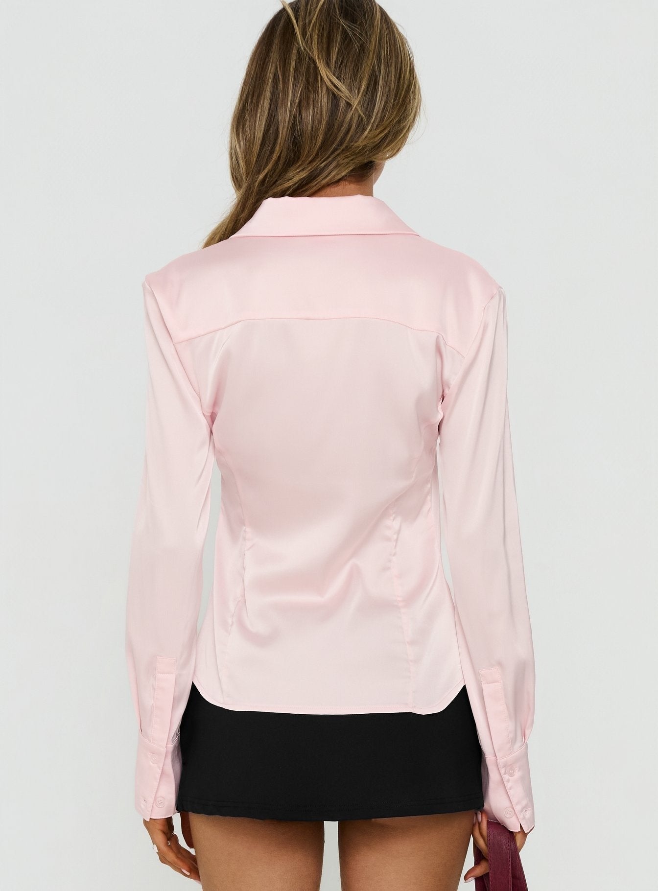 Angelic Satin Long Sleeve Shirt Bubblegum