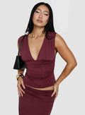 Liorah Thick Strap Plunge Neck Top Red