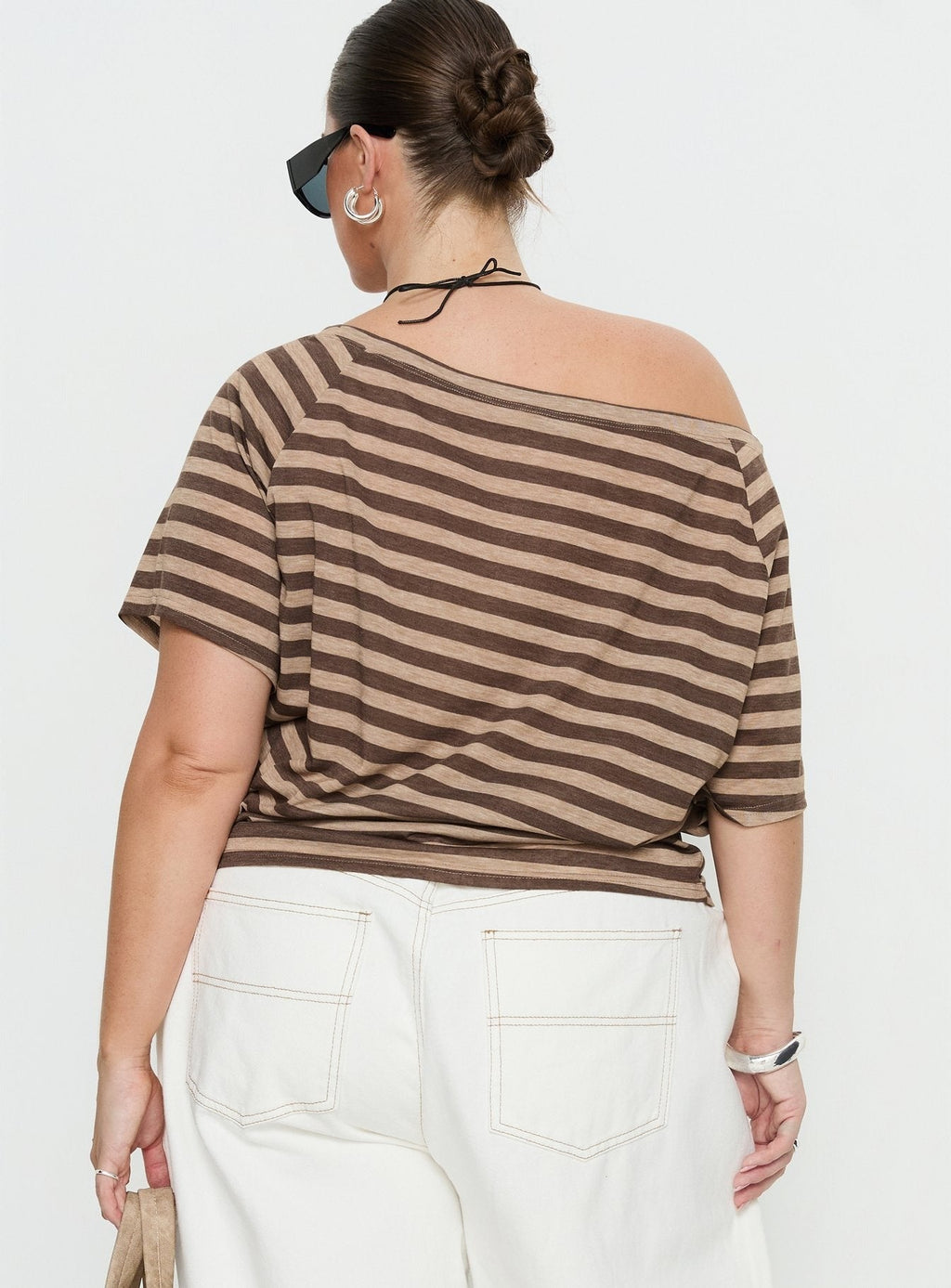 Icon Baby Off Shoulder Top Brown Stripe Curve
