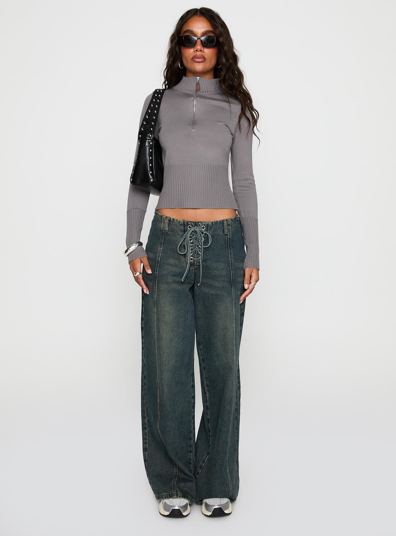Set Adrift Zip Up Knit Sweater Mocha