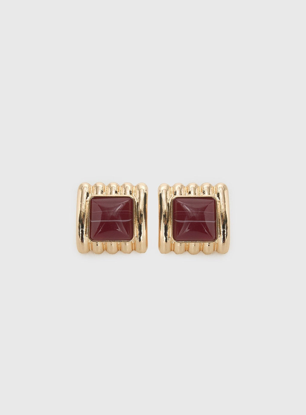 Grant My Wish Square Earrings Gold / Red