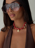 Xavia Bandana Necklace Gold / Red