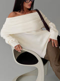 Halona Off Shoulder Knit Sweater Cream