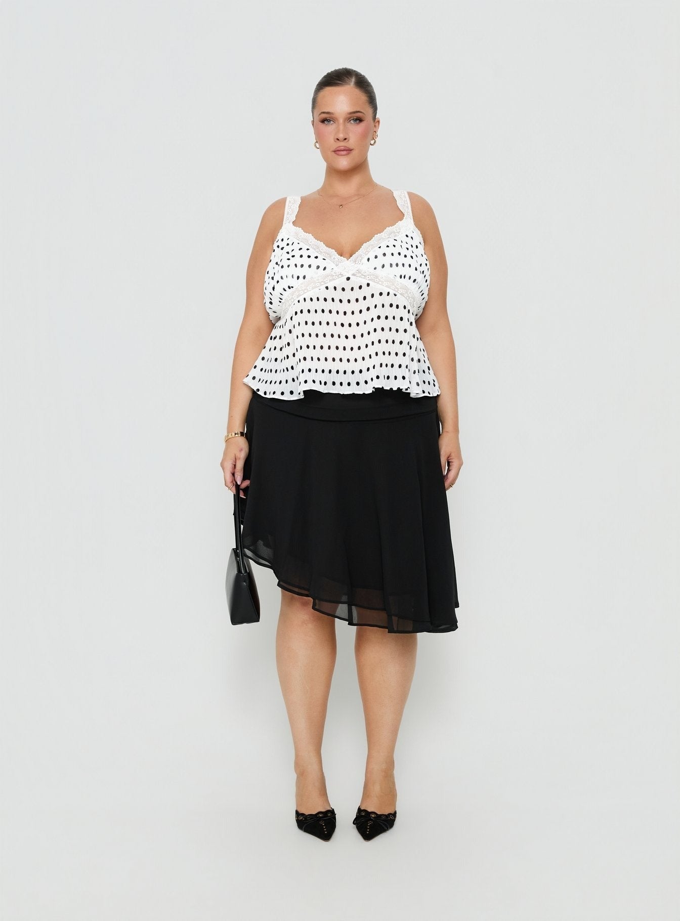 Evanescence Asymmetrical Midi Skirt Black Curve
