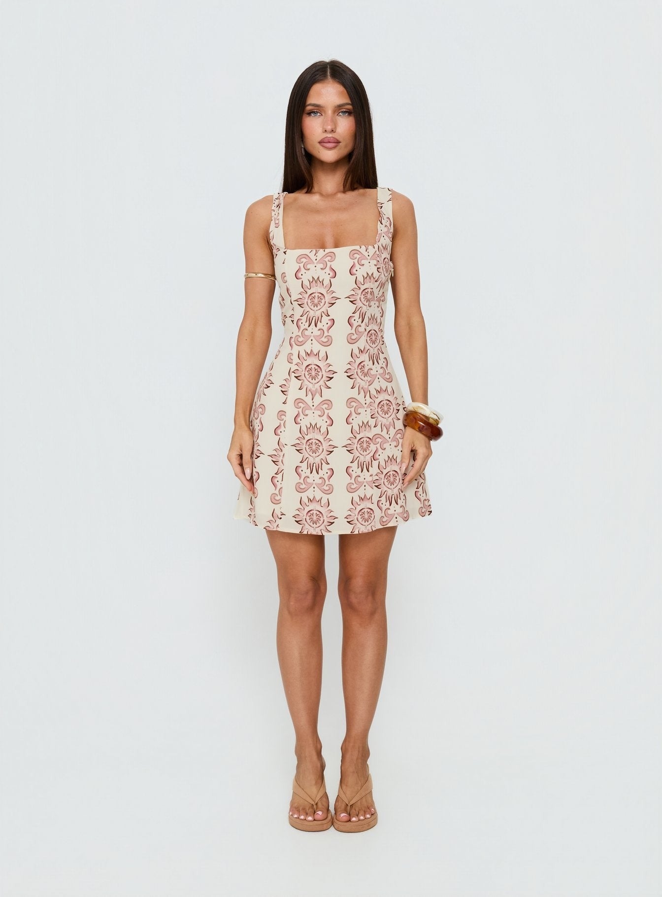Maris Mini Dress Cream / Pink Petite