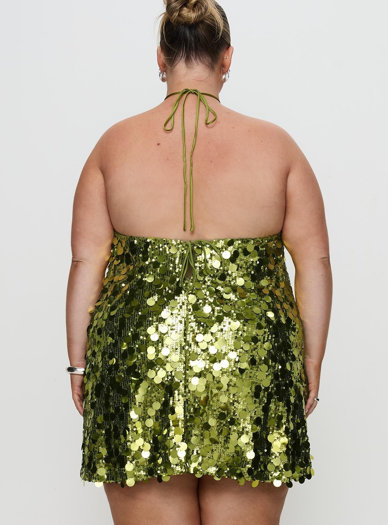 Fluorescents Halter Mini Dress Green Curve