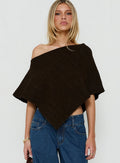 Esanna Off Shoulder Knit Poncho Brown