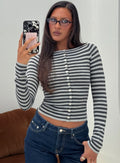 Vesira Button Detail Long Sleeve Knit Cardigan Stripe