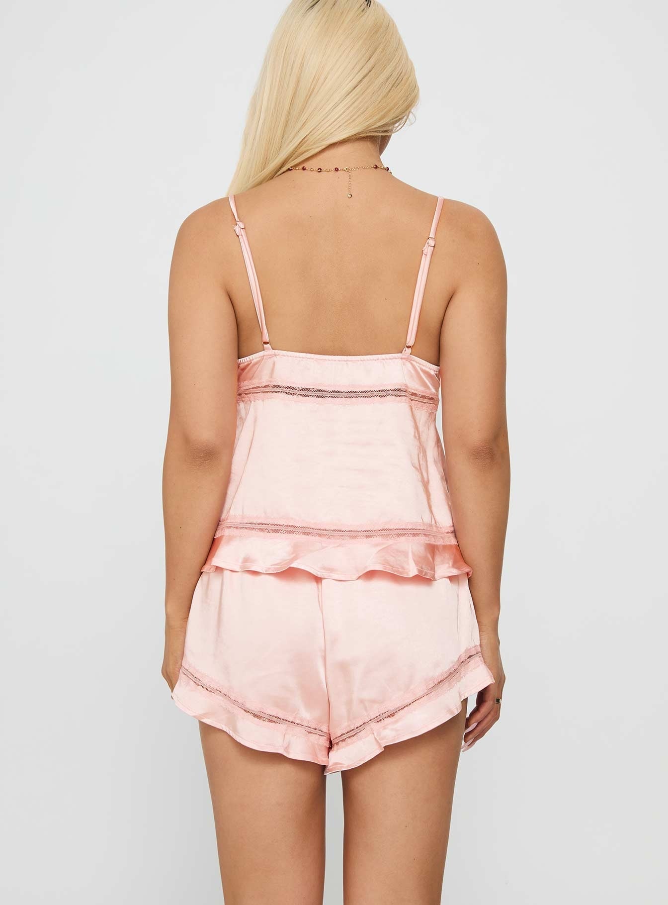 Restful Sleep Satin Frill Set Pale Pink