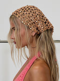 Deyla Sequin Crochet Hair Scarf Gold