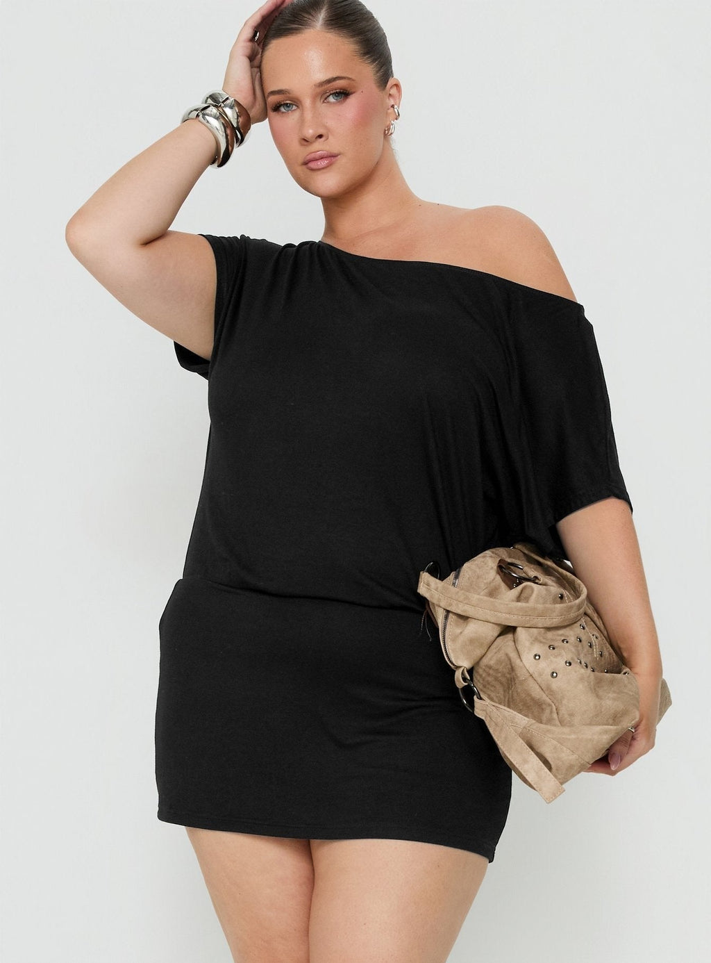 Esmie Off Shoulder Playsuit Black Curve