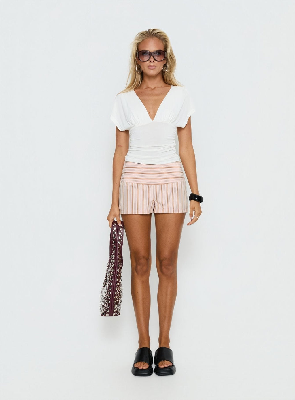 Clariel Mini Shorts Pink Stripe
