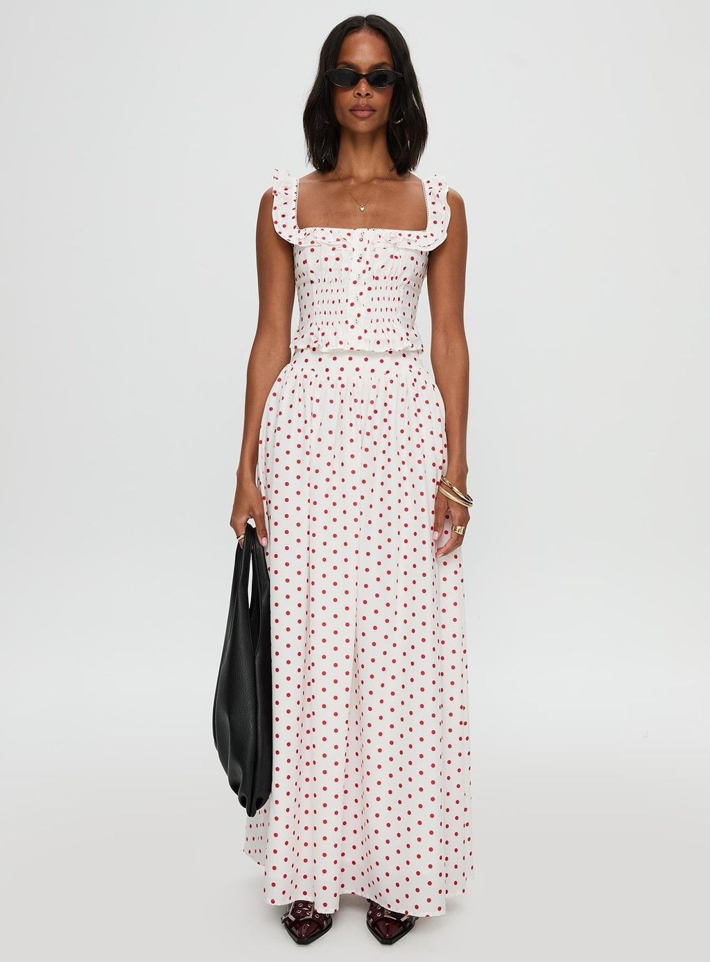 Valerio Maxi Skirt White / Red