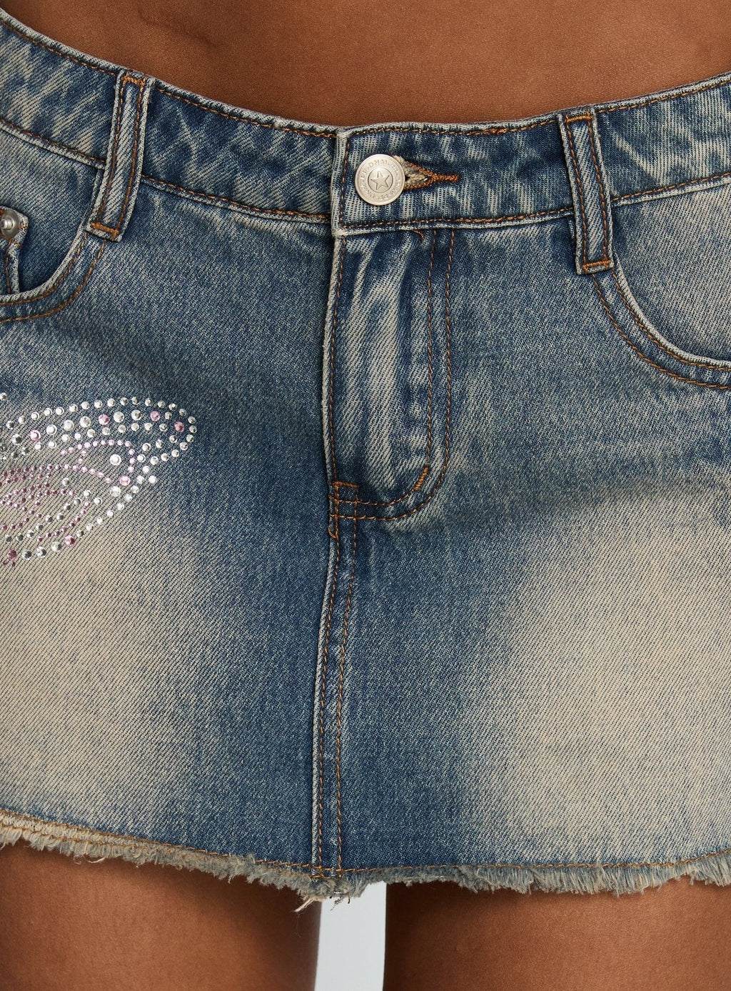 Second Guessing Butterfly Diamante Skort Blue