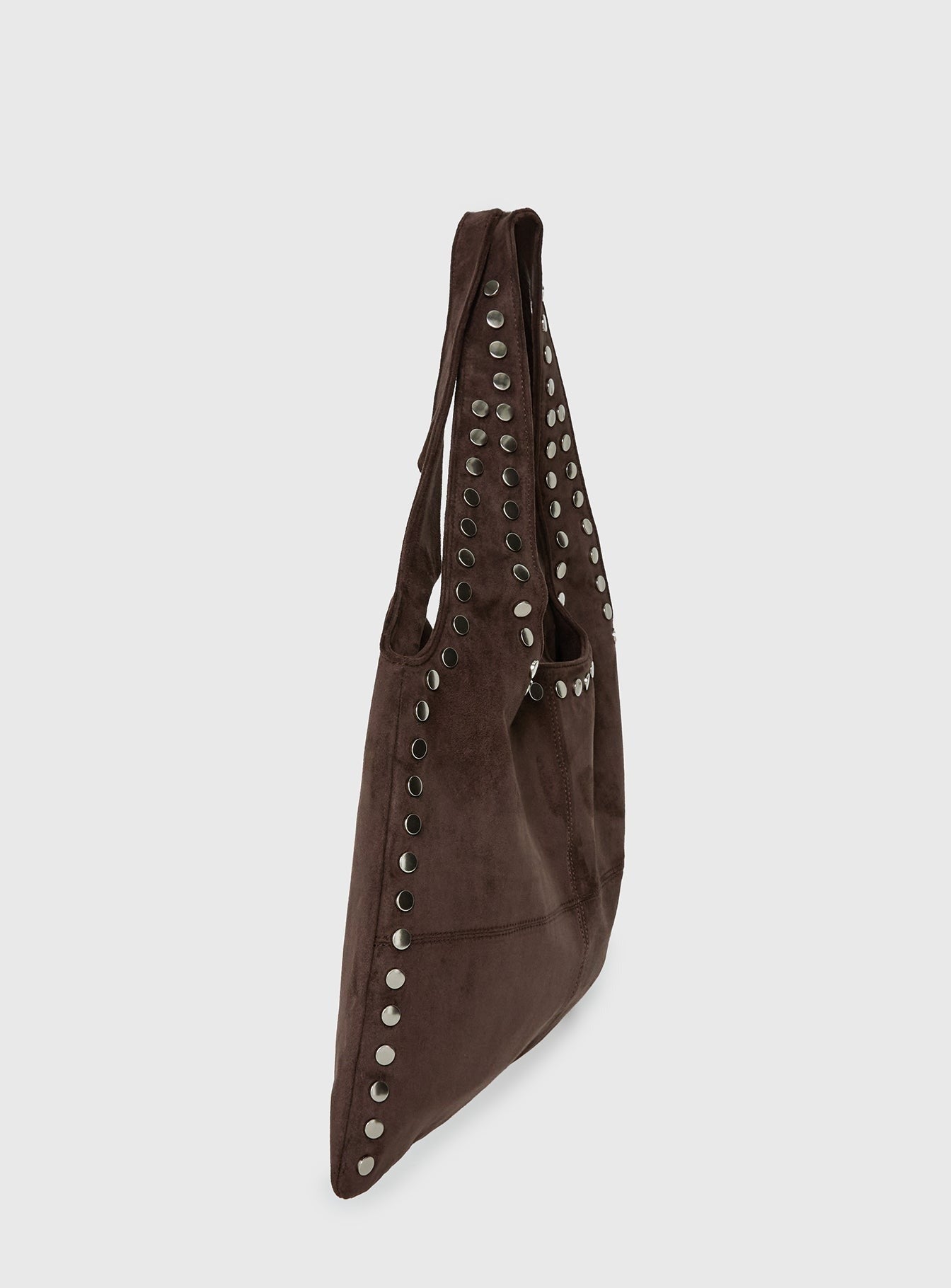 Tell The Truth Studded Faux Suede Bag Chocolate
