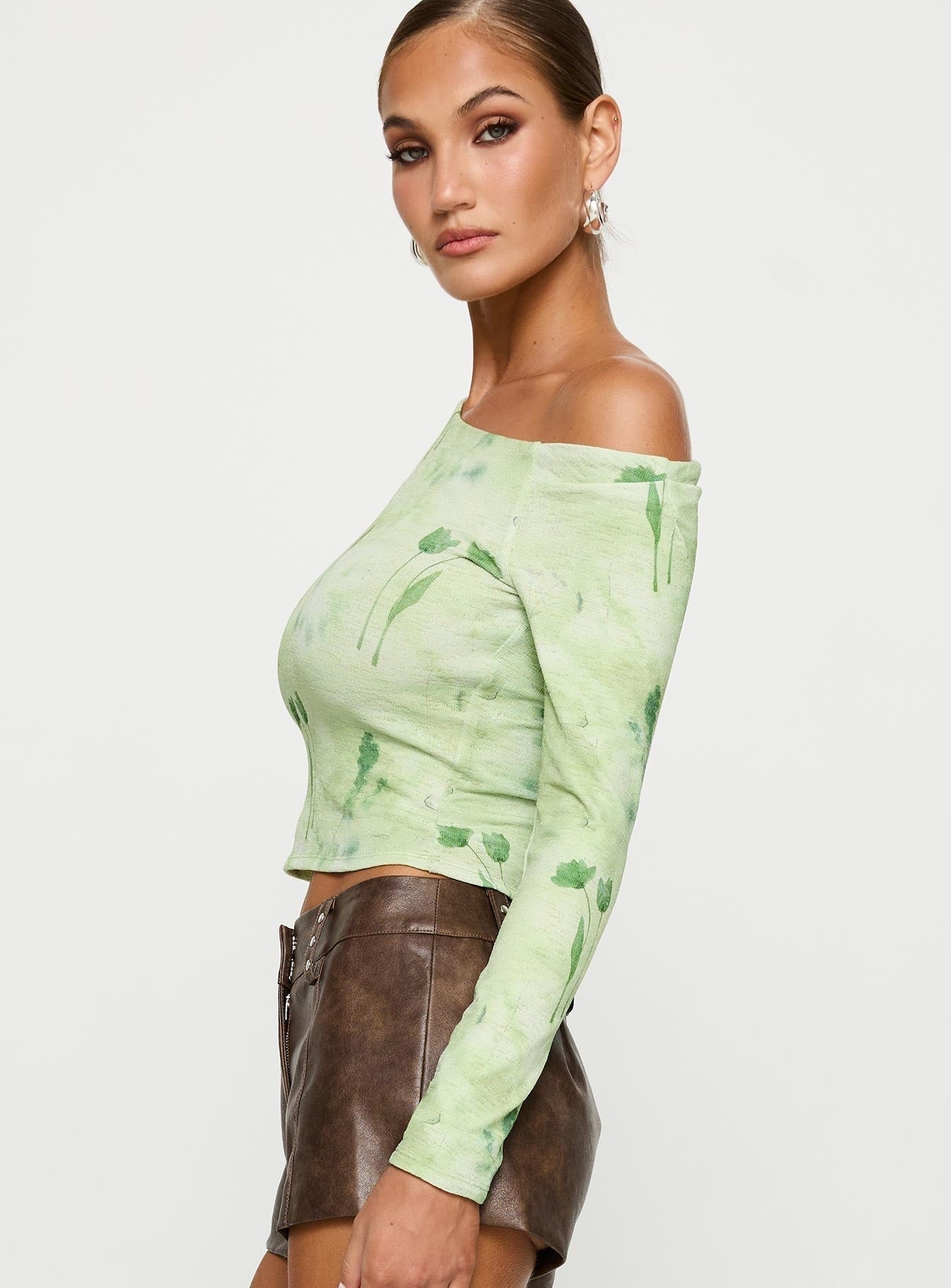 Malian Long Sleeve Top Green Floral