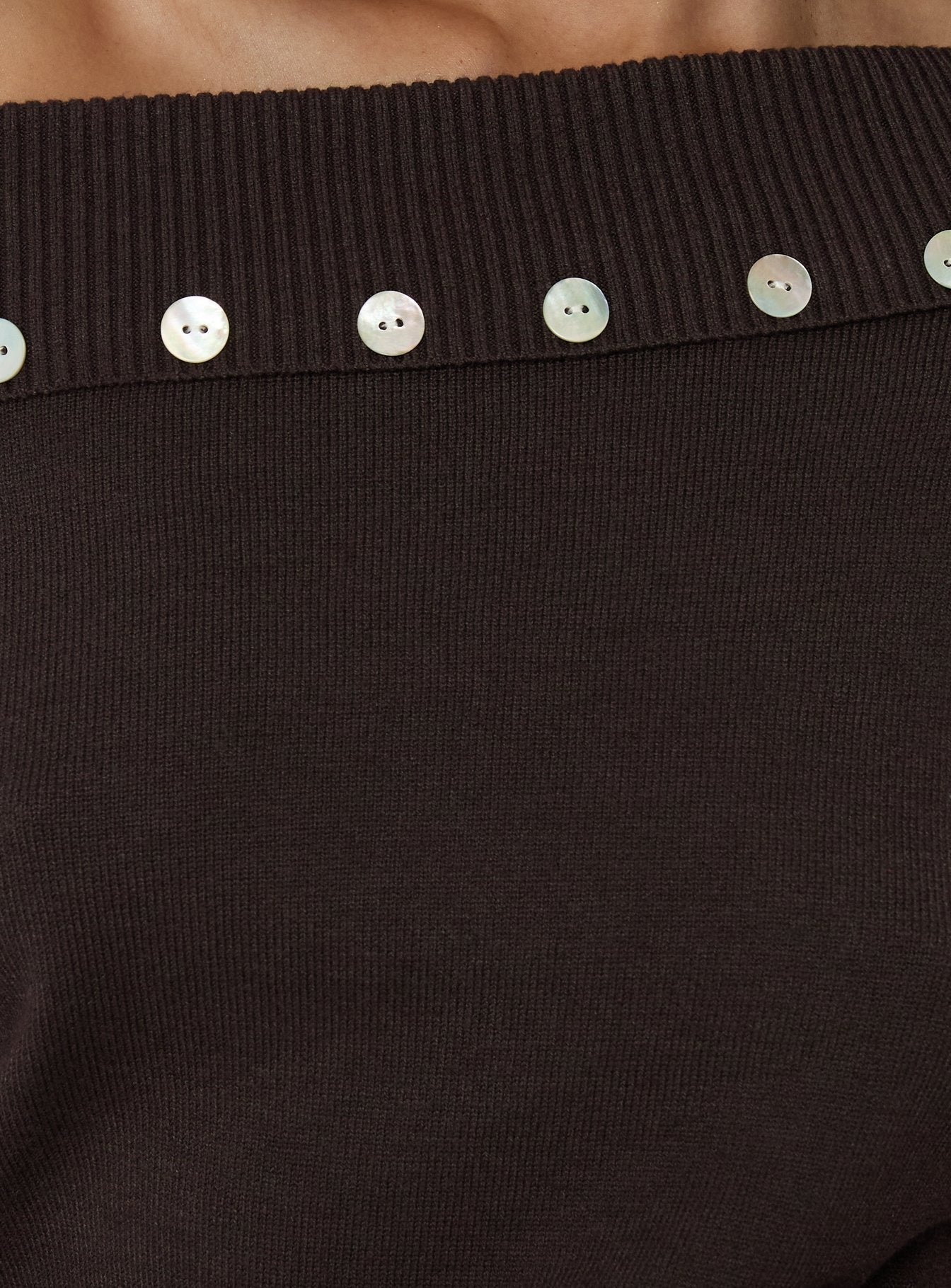 Kloud Off Shoulder Foldover Sweater Brown