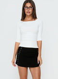 Leonelle Asymmetrical Button Mini Skirt Black